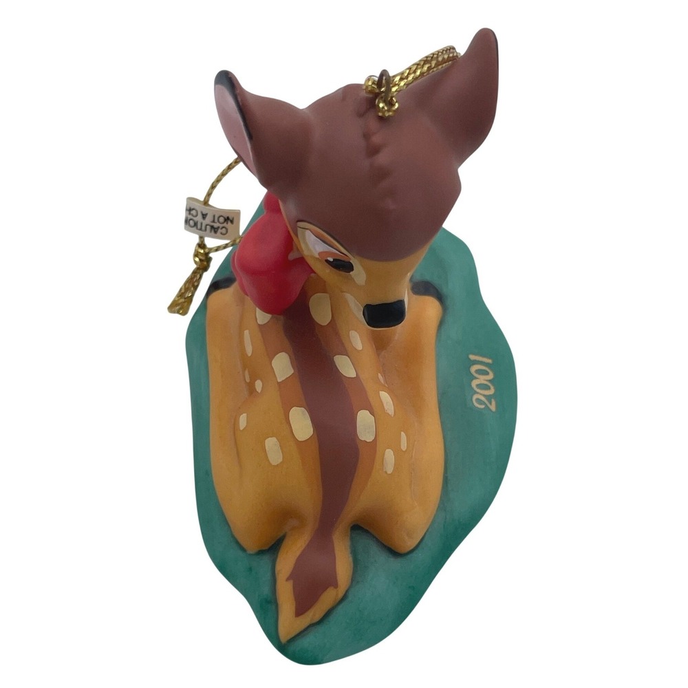 Disney Bambi 2001‎ Christmas Ornament Deer with Red Bow Holiday Collectible